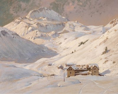 Seekar House en Seekarspitze berg door Georg Janny